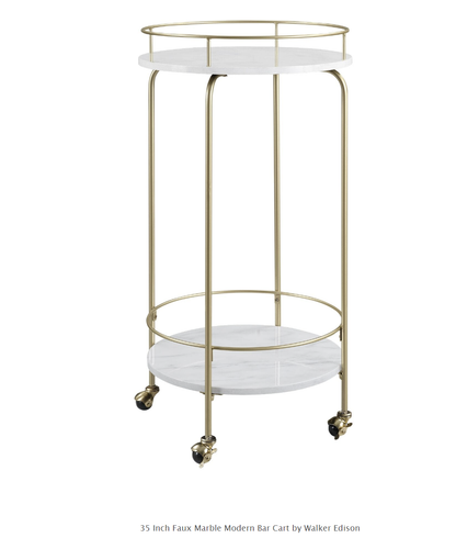 35" FAUX MARBLE MODERN BAR CART