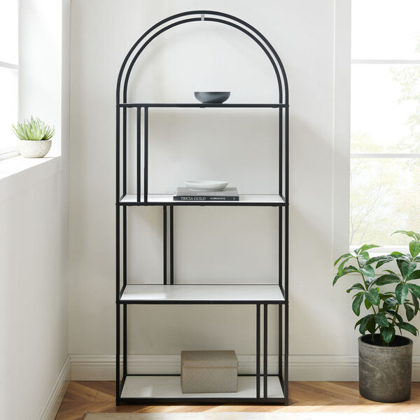 68" Arched Frame 4-Shelf Bookshelf