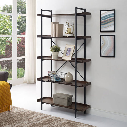 68" INDUSTRIAL METAL BOOKCASE RECLAIMED WOOD
