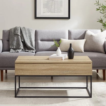 40" WOOD AND METAL LIFT TOP COFFEE TABLE