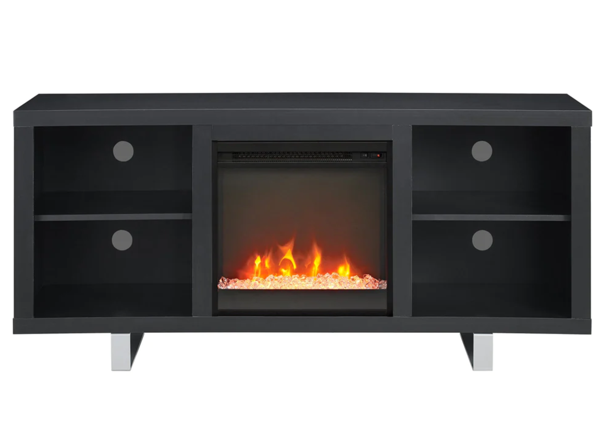 52" MODERN FIRE PLACE T.V STAND BLACK