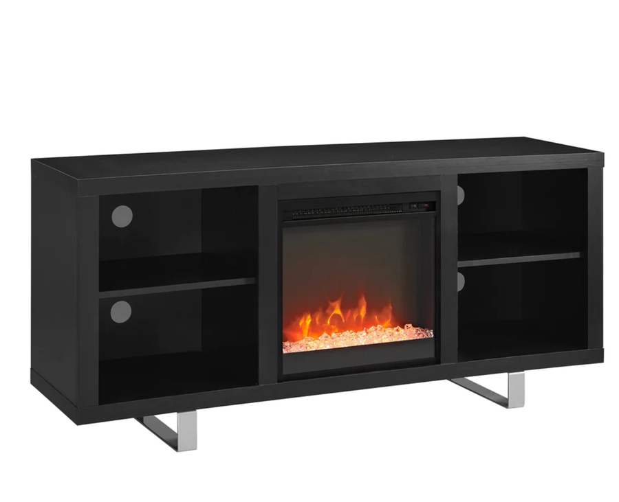 52" MODERN FIRE PLACE T.V STAND BLACK