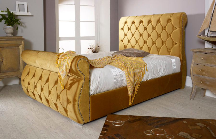 SWAN CHESTERFIELD UPHOLSTERY OTTOMAN BED